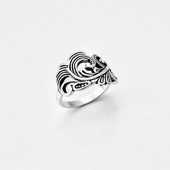 Sterling Silver Swirly Leaf Ring, Statement Ring, Tree Rings, Swirl Tree Leaves - Picture 8 of 14